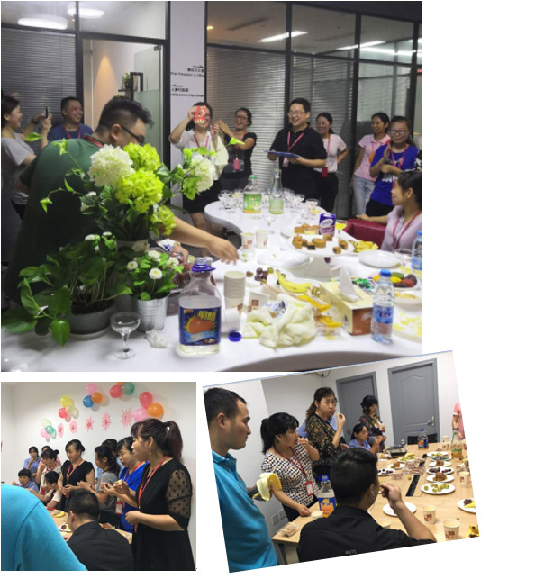 （前方車間茶話會也開展的如火如荼，大家放松心情，暢所欲言，品味中秋美食）